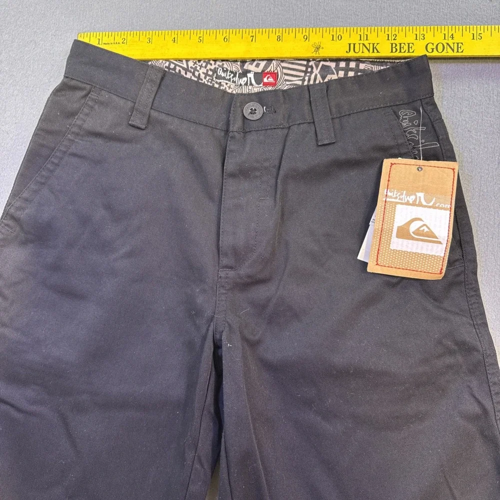 Quicksilver Shorts Men 27 Black Flat Front Chinos Canvas Beach Surfer Casual NWT